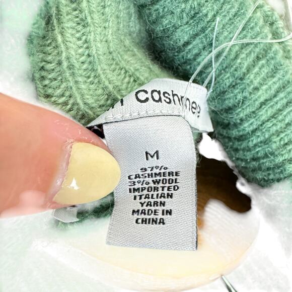 Autumn Cashmere NWT Green Stripe Space Dye Shaker Turtleneck Sweater Wool Blend - Picture 14 of 15